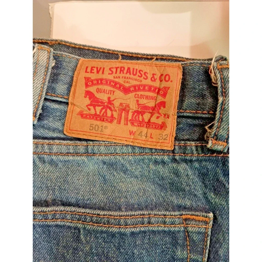 Levi's 501 Jeans 44x32 Button Fly Straight Leg Denim